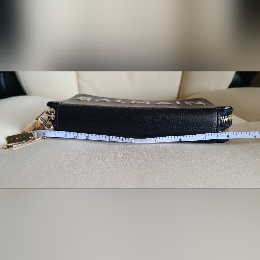 Balmain Black Leather Pouch with Gold Details - Picture 12 of 13